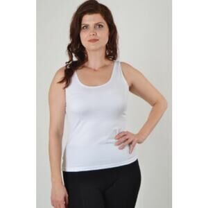 A'nue Miami Womens Size L2 Top Longer Length Tank Cream Scoop Neck Sleeveless